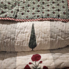 Reversible handmade block-printed cotton quilt in queen size, 225 x 270 cm, made in India