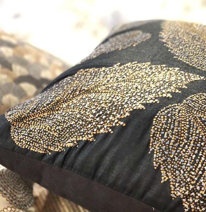 Embroidered Cushion Birch Leaf, decorative cushion cover at Inside Living Singapore. Front view.