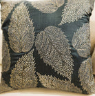 Embroidered Cushion Birch Leaf, decorative cushion cover at Inside Living Singapore. Detail view.