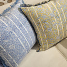 Block Print Cushion 'Gazal', decorative cushion cover at Inside Living Singapore. Side view.