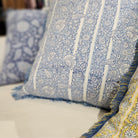 Block Print Cushion 'Gazal', decorative cushion cover at Inside Living Singapore. Detail view.