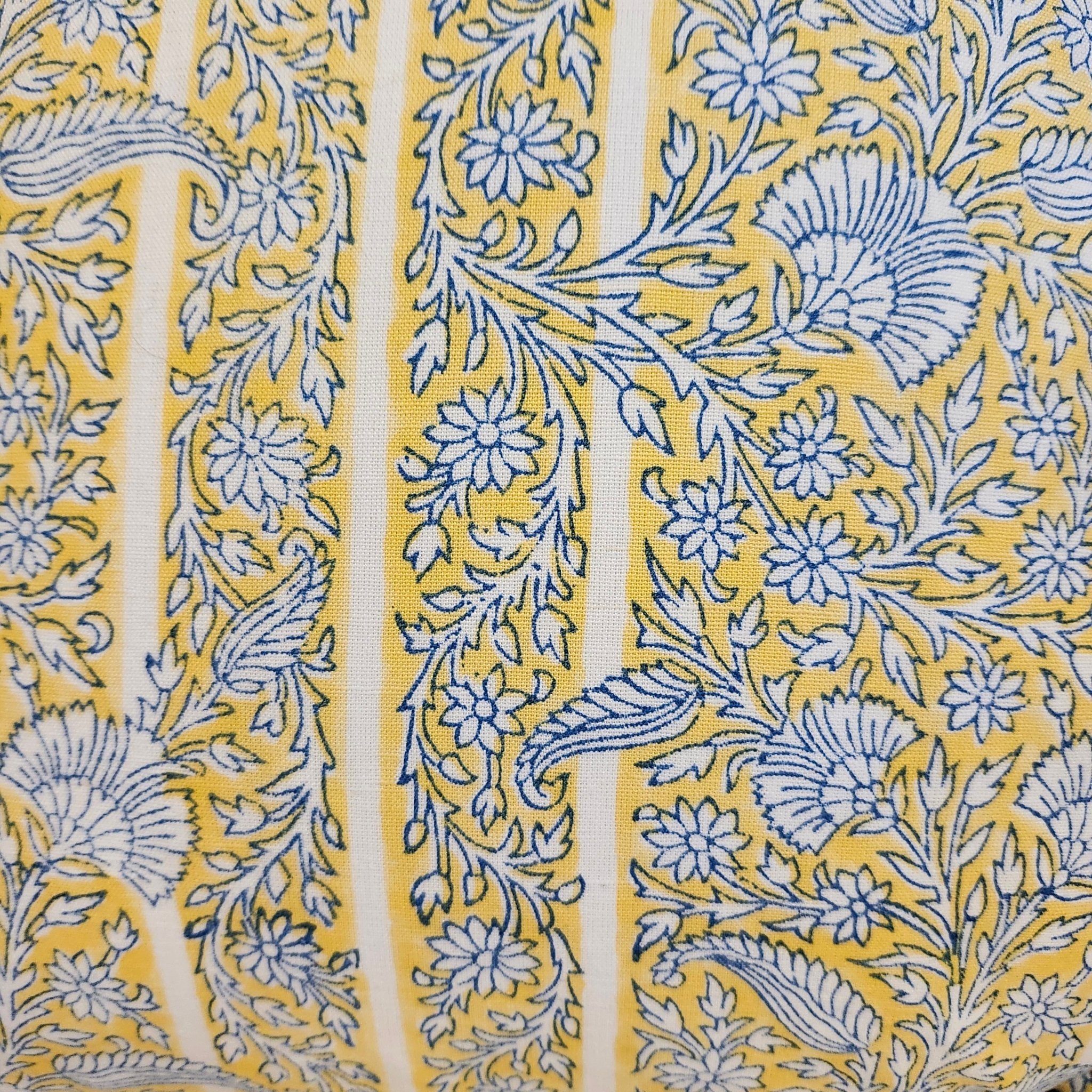 Block Print Cushion 'Gazal', decorative cushion cover at Inside Living Singapore. Styled view.