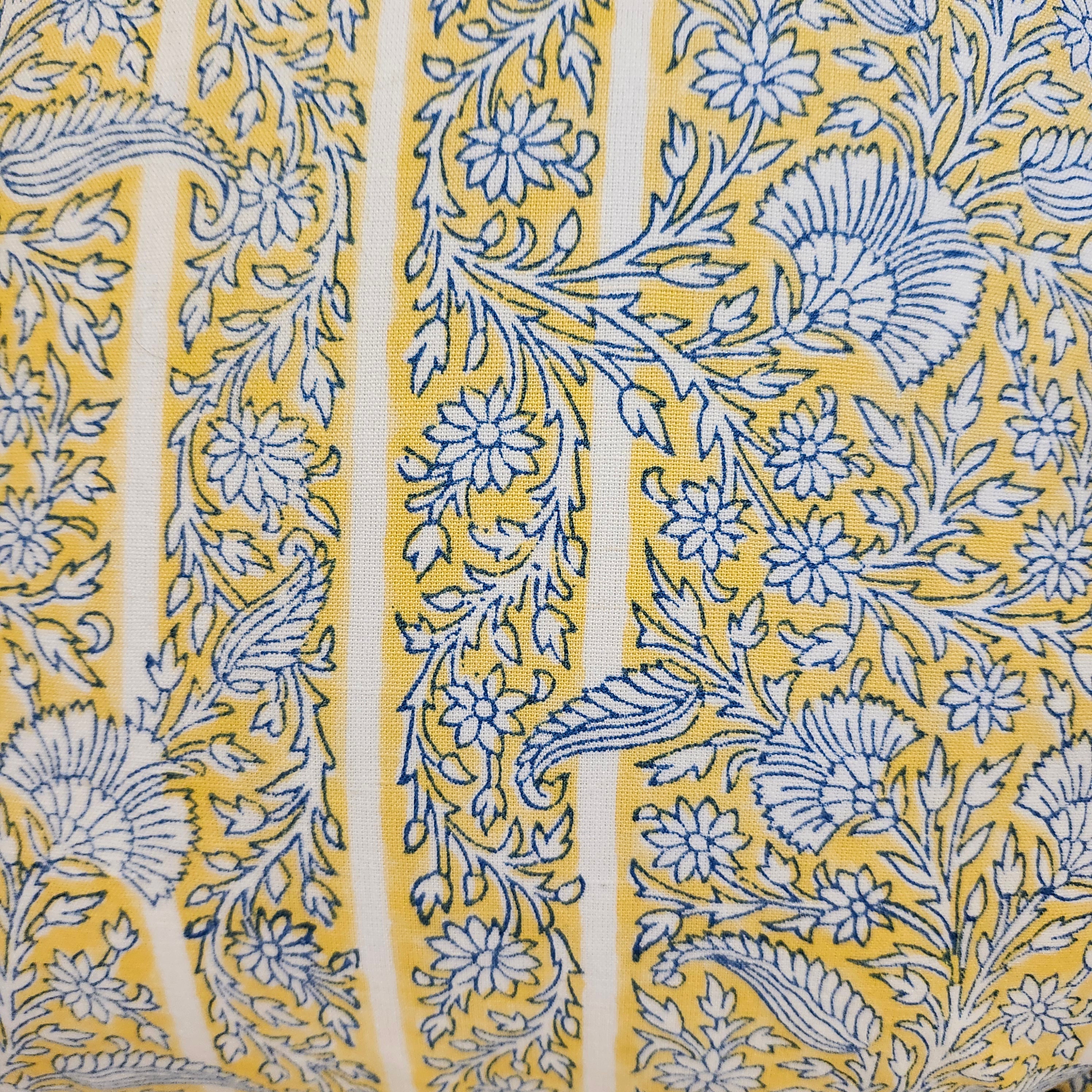 Block Print Cushion 'Gazal', decorative cushion cover at Inside Living Singapore. Styled view.