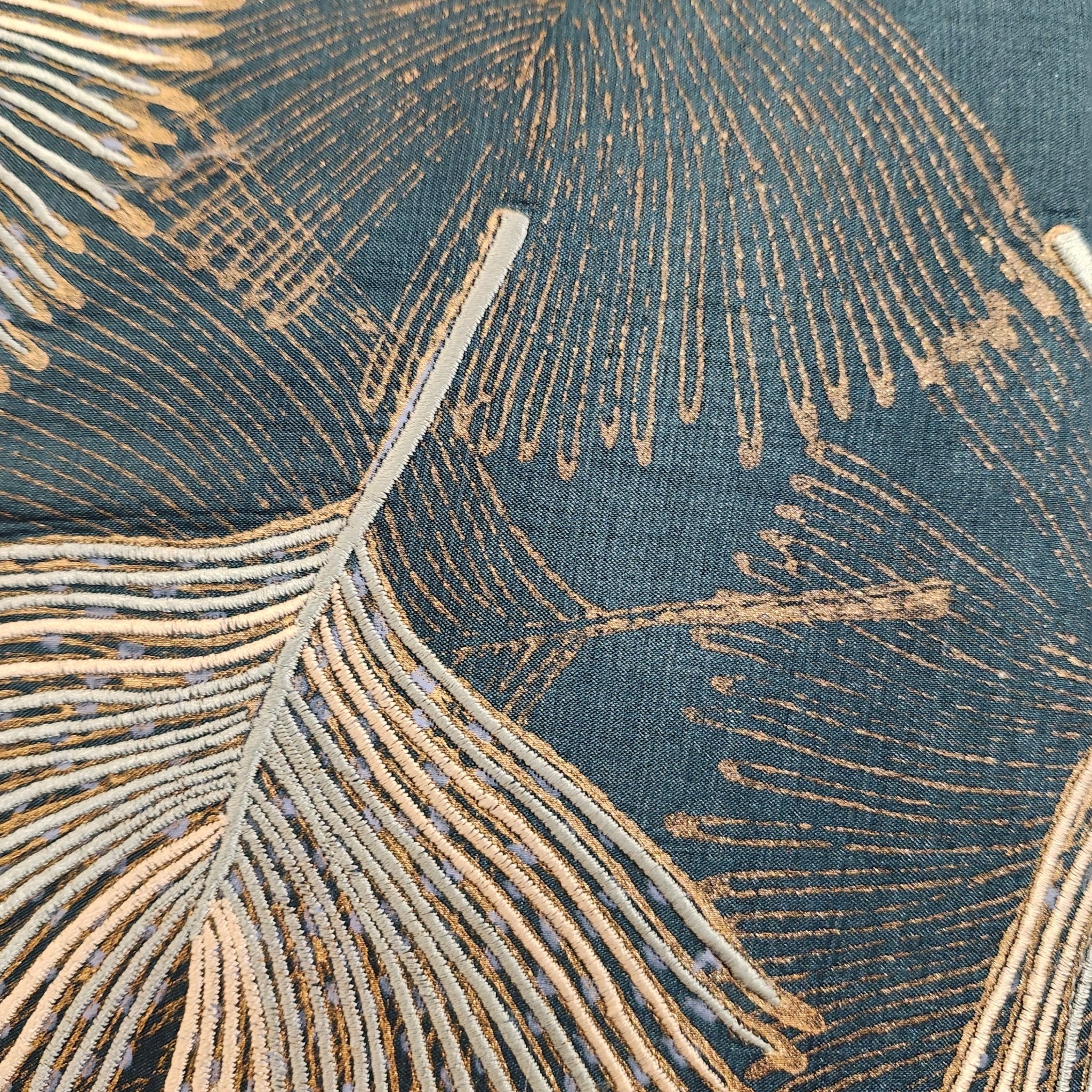 Embroidered Cushion Ginkgo Leaf, decorative cushion cover at Inside Living Singapore. Detail view.