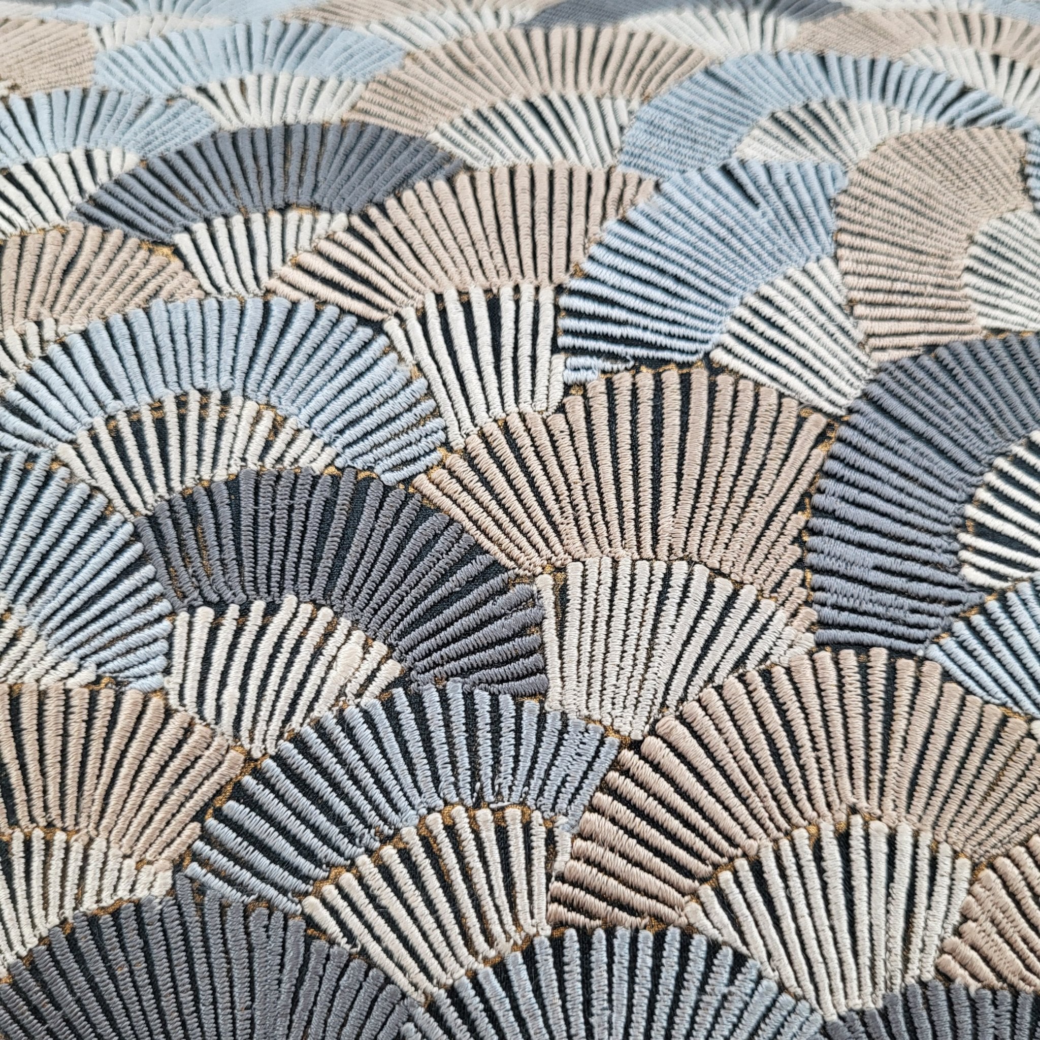 Embroidered Cushion Fans, decorative cushion cover at Inside Living Singapore. Side view.