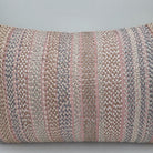 Embroidered Cushion Shell Pink Stripes, decorative cushion cover at Inside Living Singapore. Detail view.