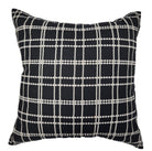 Hand-dyed cotton linen cushion cover in a black, grey and white plaid pattern, 46 x 46cm, inner not included