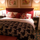 Block Print Quilt Birds of Paradise, block print quilt and bedding at Inside Living Singapore. Styled view.