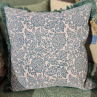 Block Print Cushion 'Shahnaz', decorative cushion cover at Inside Living Singapore. Side view.