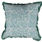 Block Print Cushion 'Shahnaz' in aqua, floral block-print linen cushion cover from Inside Living Singapore.