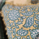 Block Print Cushion 'Shahnaz', decorative cushion cover at Inside Living Singapore. Close-up.