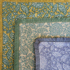 Linen cushion cover with a detailed floral block print, finished with a fringe, 45 x 45cm, inner not included