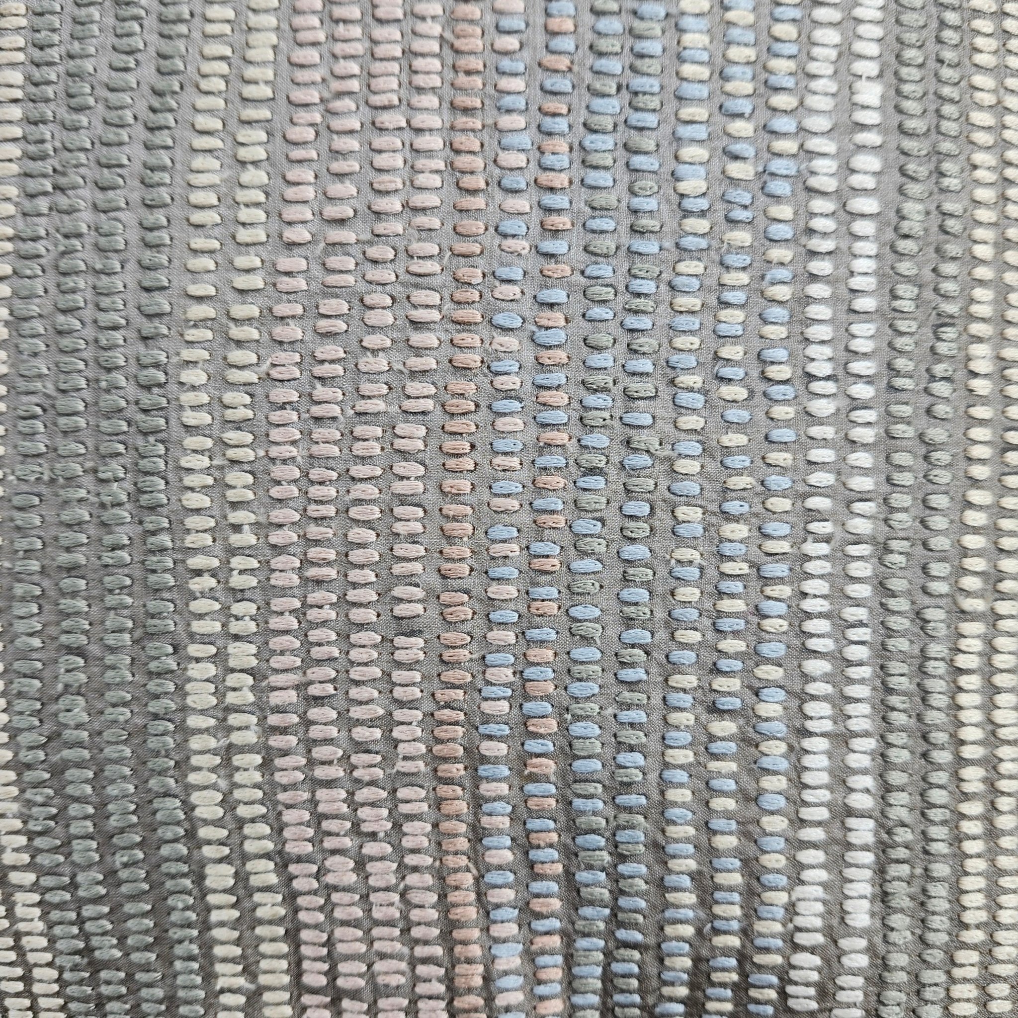 Embroidered Cushion Tinka Pale Pink & Grey, decorative cushion cover at Inside Living Singapore. Front view.