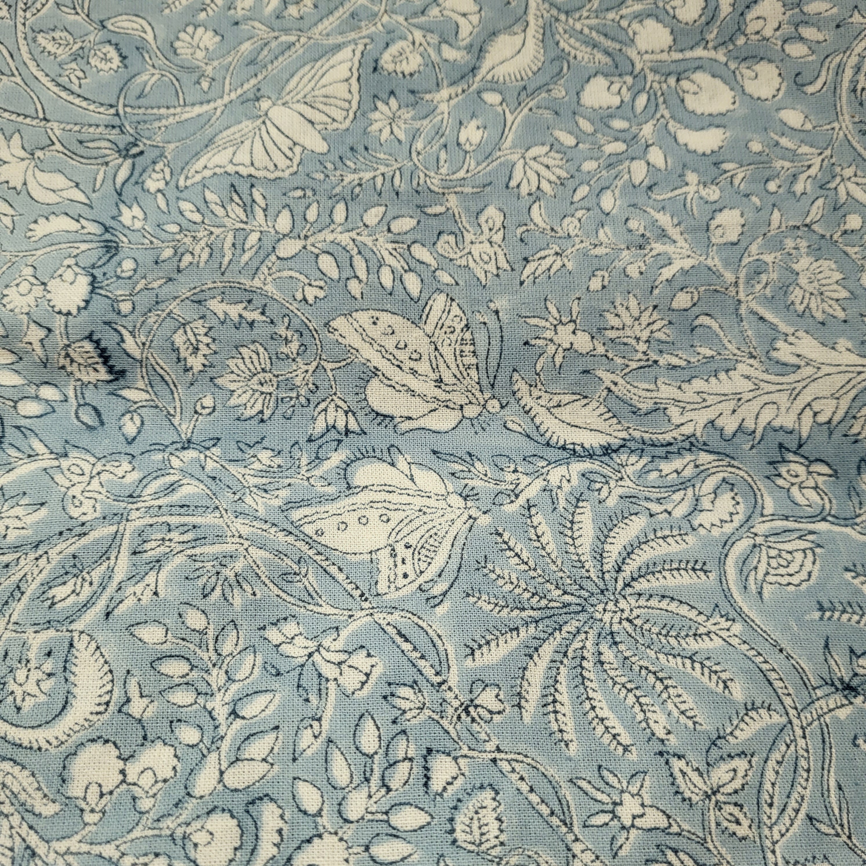 Block Print Tablecloth Rainforest Sky Blue, table linen from Inside Living Singapore.