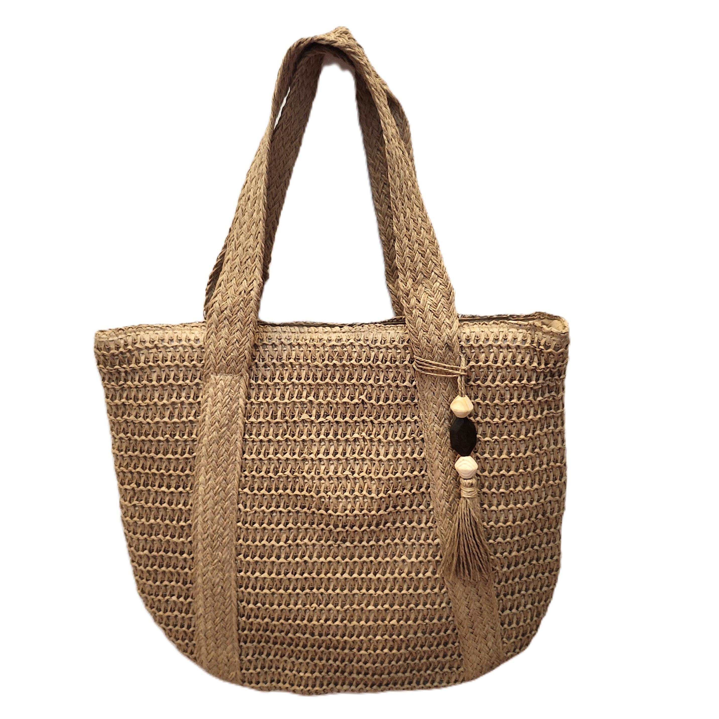 Raphia Beach Bag Bella detail view, bags from Inside Living Singapore.