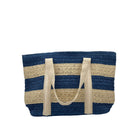 Handmade striped raphia beach bag with a zip and inner pocket, in three colours, made in Vietnam