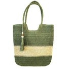 Raphia Beach Bag Tassel and Stripe detail view, accessories from Inside Living Singapore.