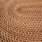 Oval handwoven natural rattan placemat, lightweight table mat for everyday and special dining, detail view