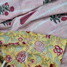 Block Print Runner Reversible Summertime Yellow: block-printed cotton table runner for dining, from Inside Living Singapore.