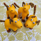 Handmade soft puppy toy in handwoven cotton, 18 cm high, hand wash only