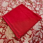 Set of two handwoven red cotton napkins with delicate hemstitch edging, 46 x 46 cm