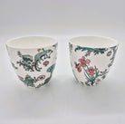 Singapore Toile East-meets-West cup pair from Inside Living, fine ceramic cups with heritage toile pattern, side view