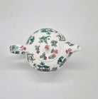 Singapore Toile teapot from Inside Living, fine ceramic teapot with heritage East-meets-West toile pattern, side view