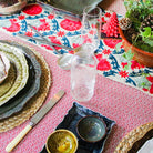 Suzani Niksaar Linen Runner, side view, from the Inside Living Singapore homeware collection.