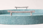 Faux Shagreen Oval Serving Tray Teal, side view - buy homeware, tableware and interior accessories at Inside Living Singapore
