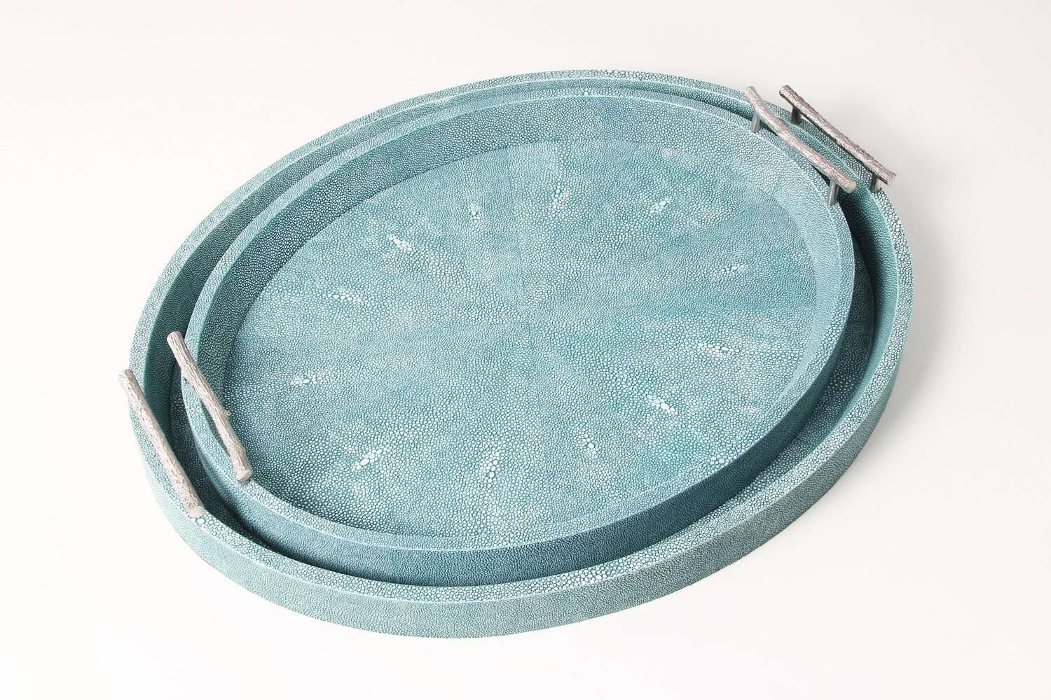 Faux Shagreen Oval Serving Tray Teal, alternative angle - buy homeware, tableware and interior accessories at Inside Living