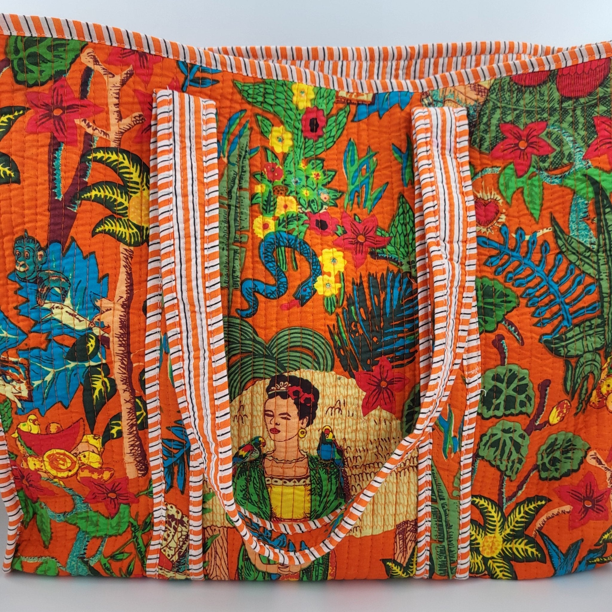 Block Print Shopper Bag Frida: block-printed cotton bag for everyday use, from Inside Living Singapore.