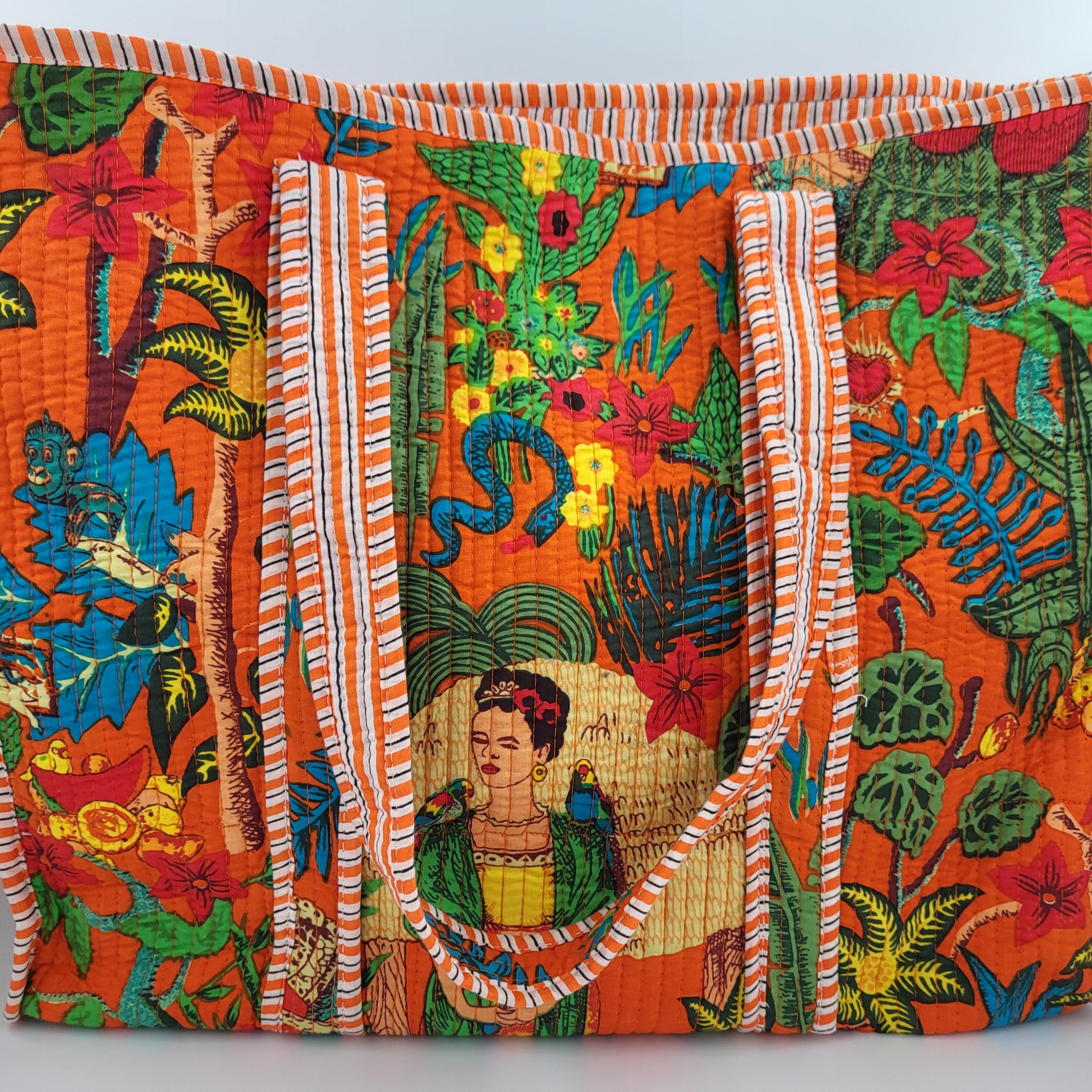 Block Print Shopper Bag Frida: block-printed cotton bag for everyday use, from Inside Living Singapore.