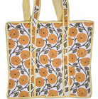 Quilted cotton shopper bag in a block-printed flower design with a contrast lining and inner pocket