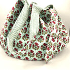 Block Print Shopper Bag Flower from Inside Living Singapore, handbags. Shown showing texture and finish.