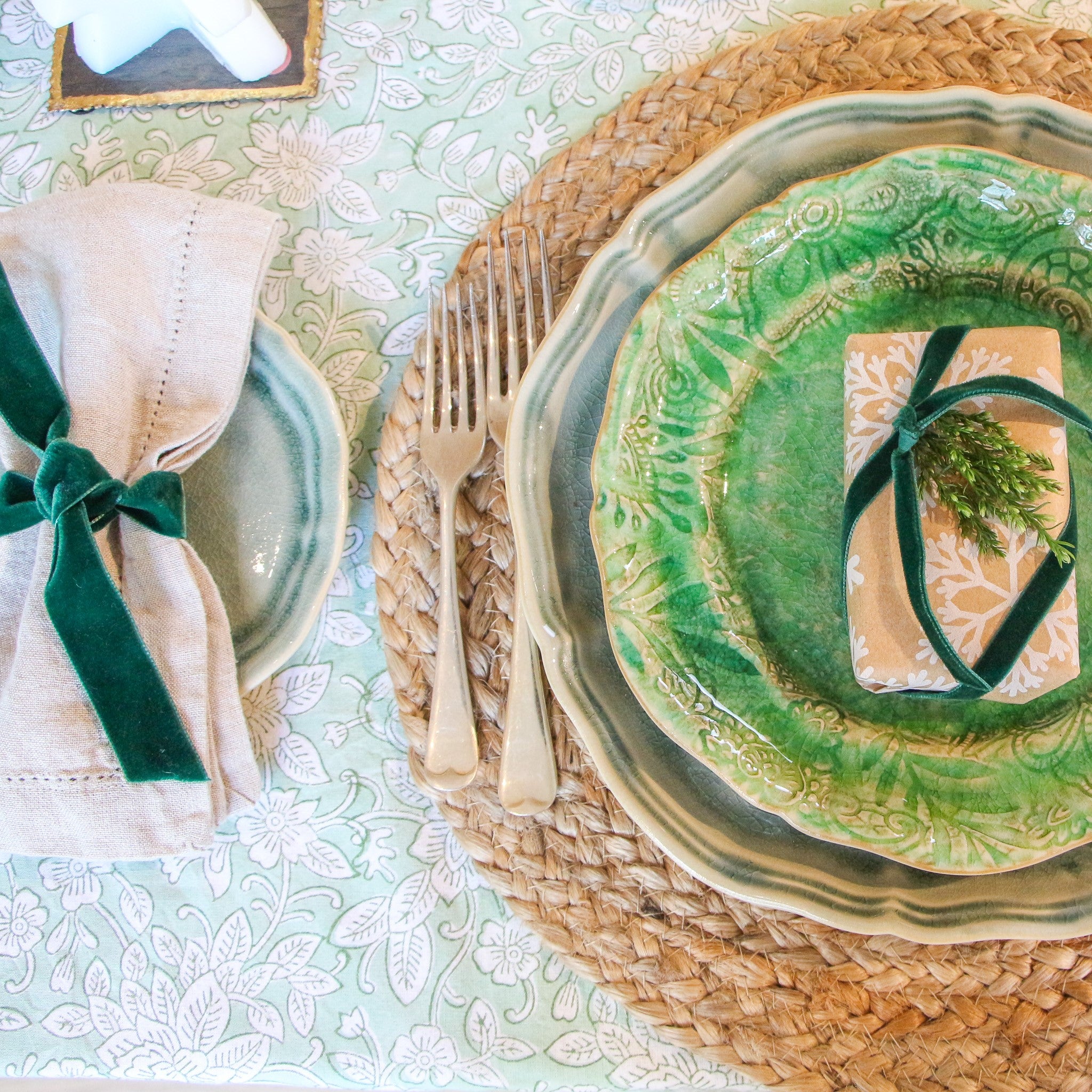 Seaweed green Sthal ceramic salad plate, 23cm diameter, from Inside Living Singapore, alternate view.