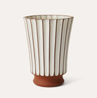 Sthal Salon high ribbed vase in putty, high-fired terracotta, 20 cm diameter