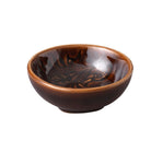 Small dip bowl in coffee-glaze stoneware, 8 cm diameter, crafted in Portugal, for salt, spices, sauces or dips