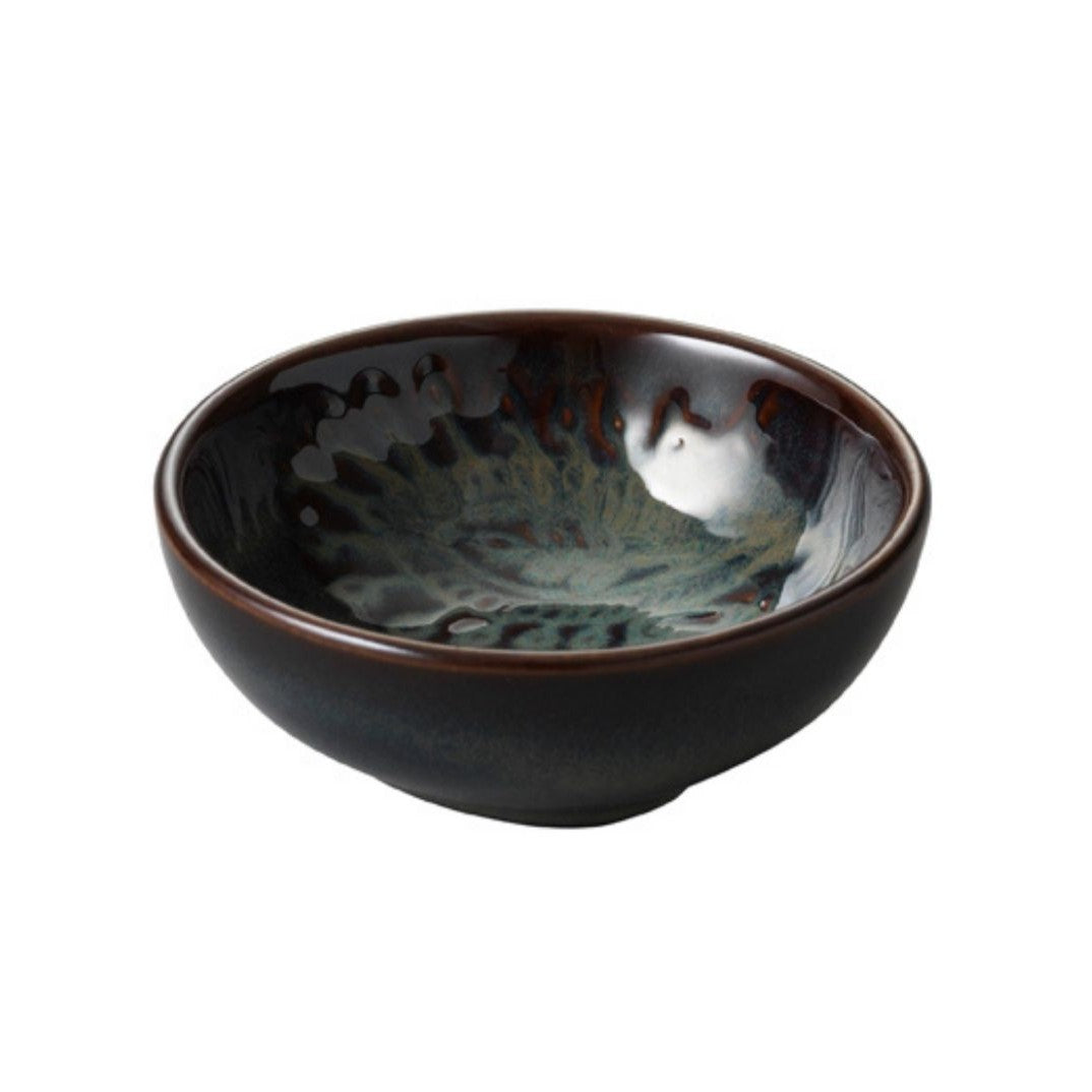 Small fig glaze ceramic dip bowl, handcrafted for sauces and snacks, from Inside Living Singapore Front view.