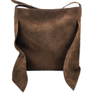 Soft suede shoulder bag in light brown with adjustable leather strap and zip closure, 34 x 22 x 14cm