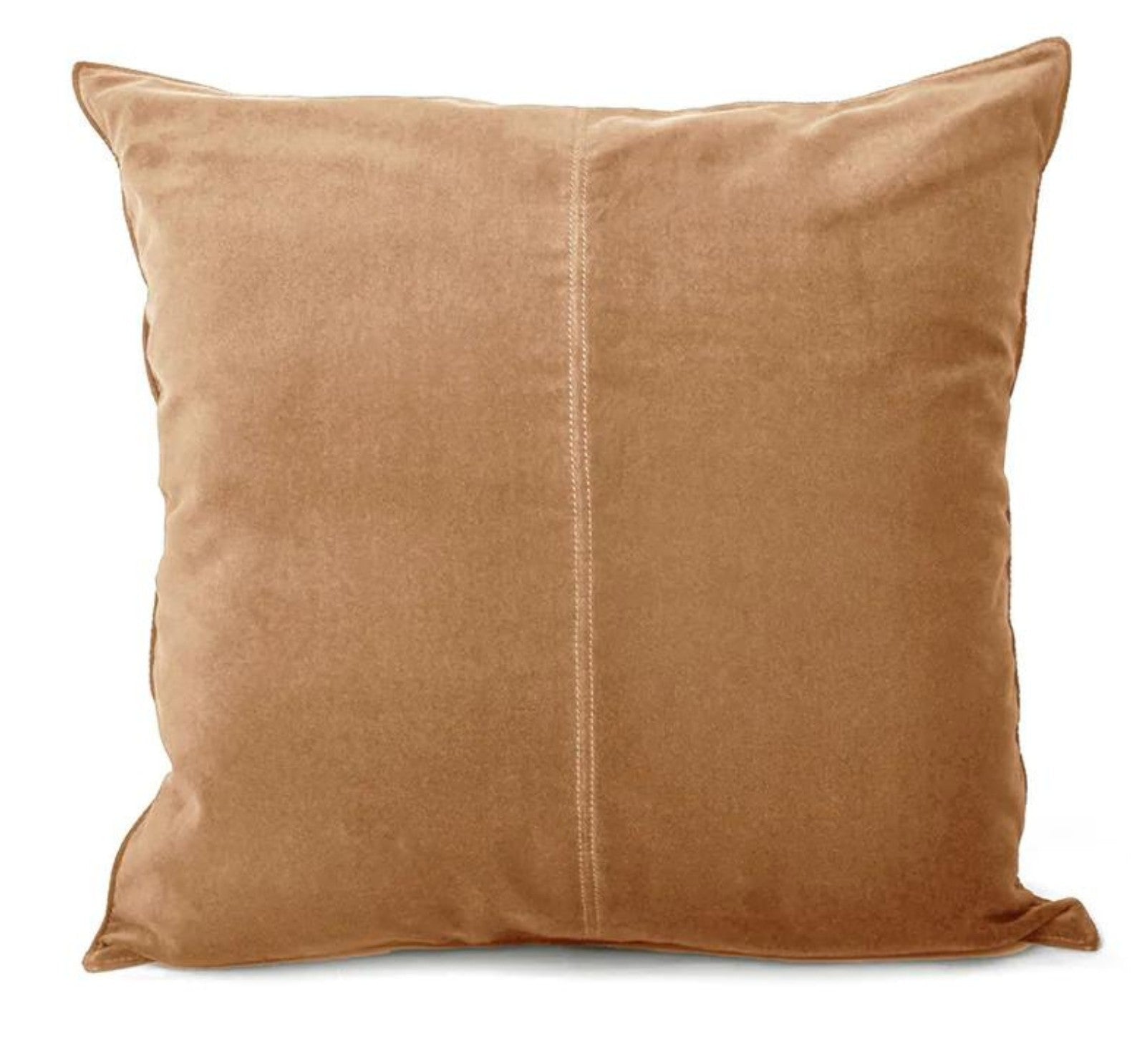 Caramel cotton velvet cushion, 50 x 50 cm, with a soft pile and concealed back zip for sofa or bed