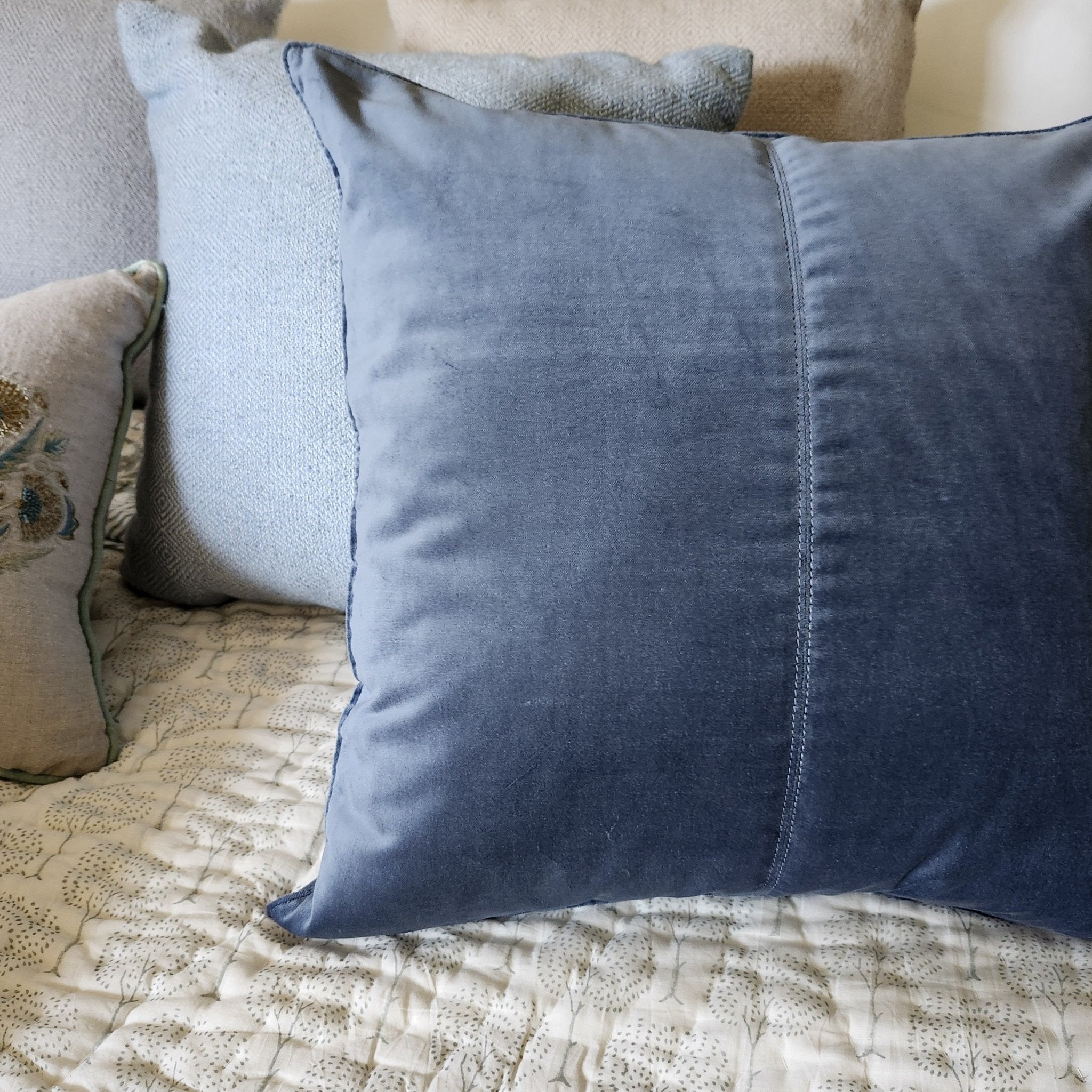 Velvet Cushion Denim Blue, Inside Living Singapore homeware and lifestyle collection, view 2.