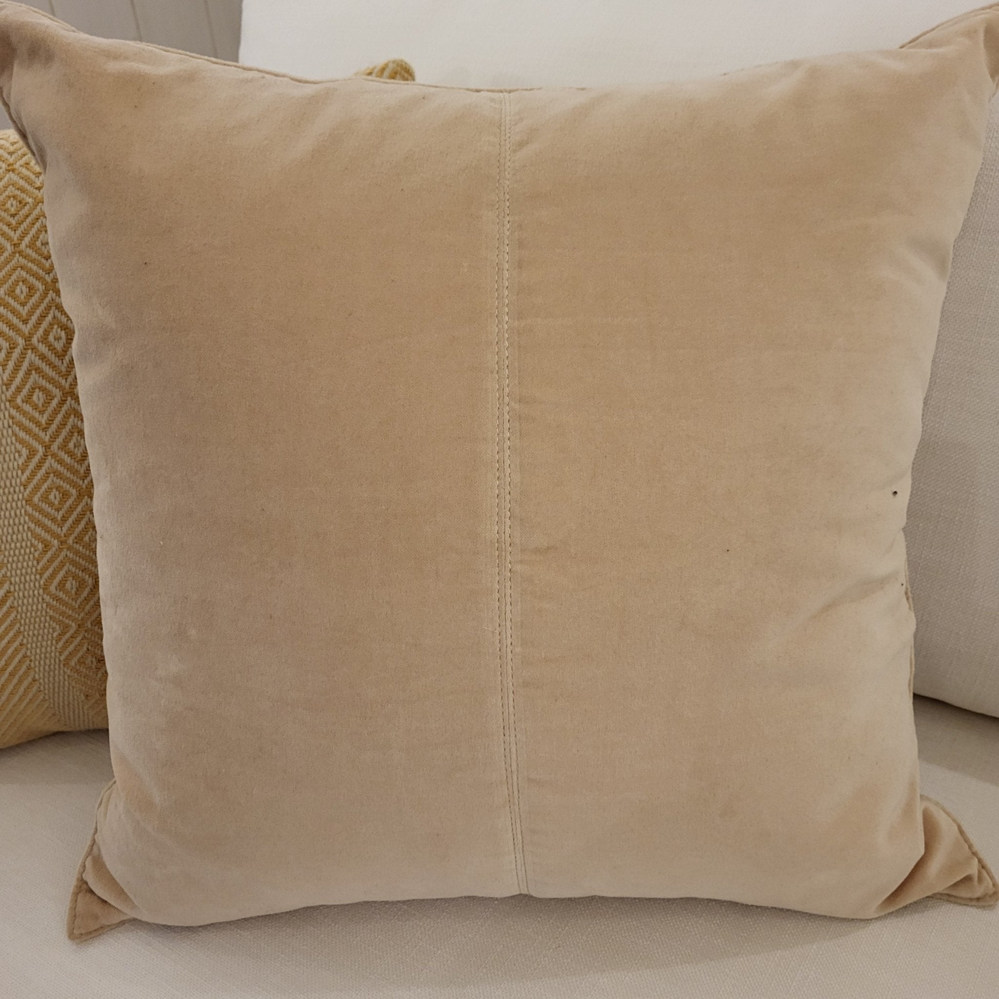 Beige cotton velvet cushion cover with a concealed back zip, 50 x 50 cm, inner sold separately