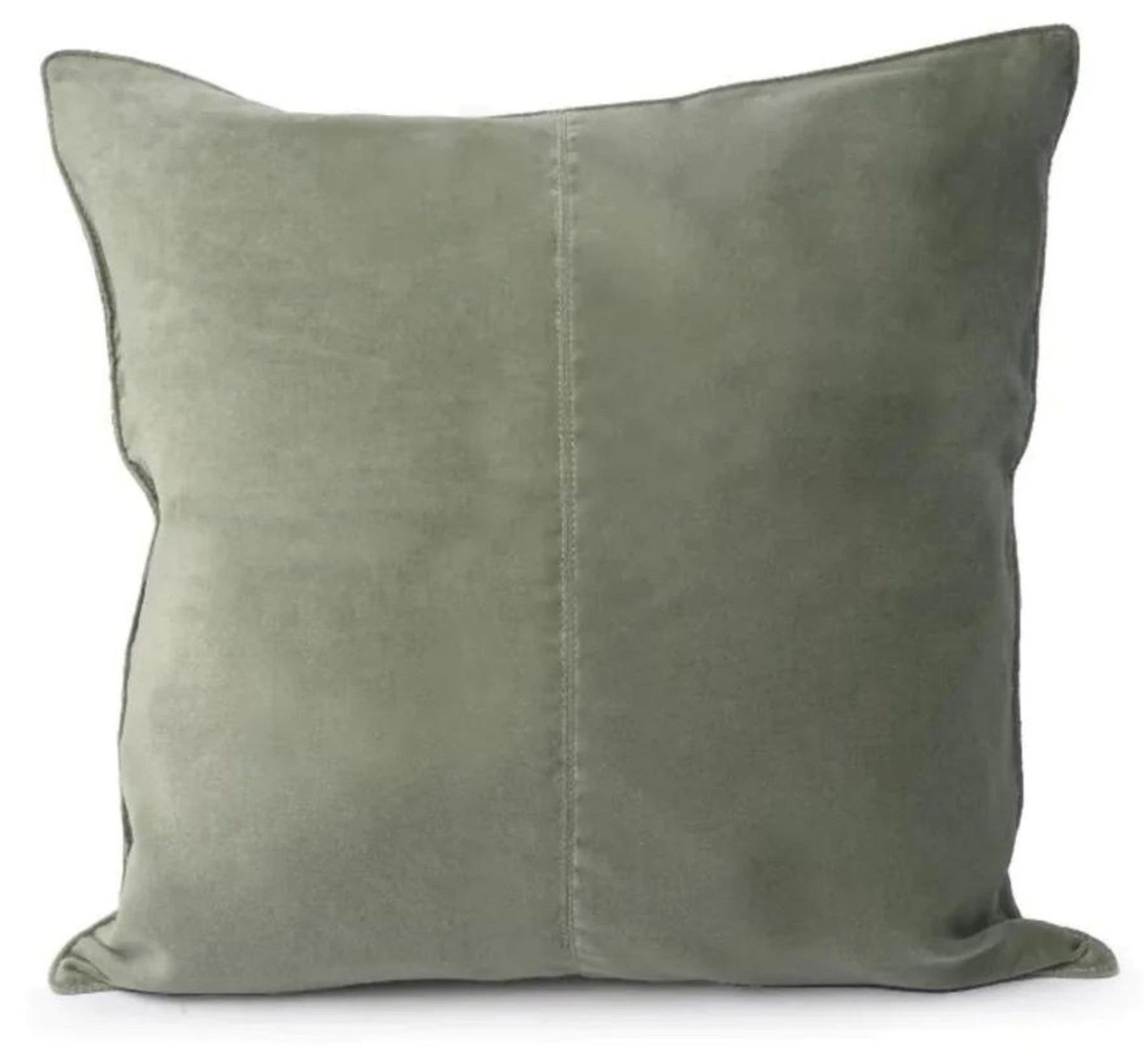 New green cotton velvet cushion cover, 50 x 50 cm, zip close, inner pillow sold separately
