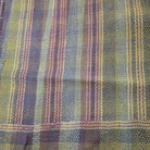 Reversible vintage cotton kantha quilt, moorland tones with faded yellow and red stripe reverse, 130 x 180 cm