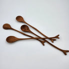 Teak wooden jam spoon with a curved handle, 19cm long, for serving jam, honey or chutney, made in Thailand