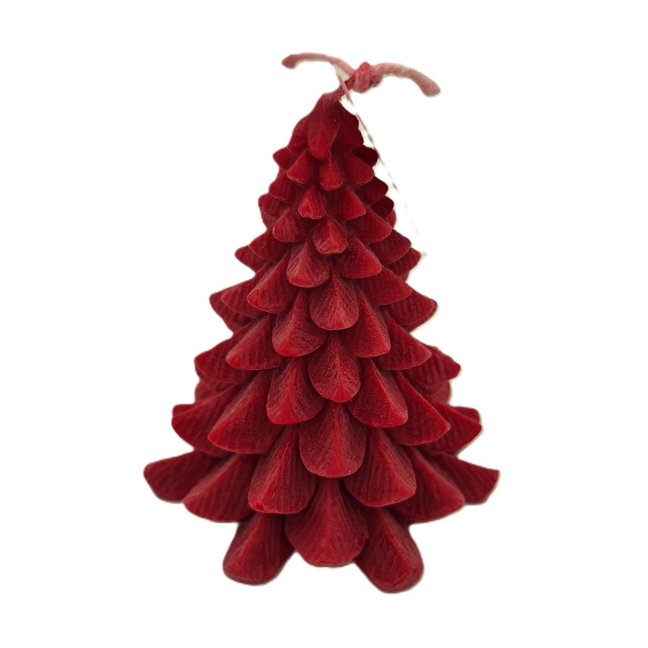 Classic Christmas tree candle in natural wax, 10 cm tall, available in red and green