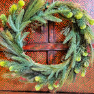 Faux fir Christmas wreath in green, large size at 45 cm inner and 70 cm outer diameter, for the door