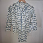 Block print cotton kids long pyjama set in fish design, handmade lightweight childrens nightwear, alternative view
