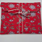 Block print cotton short pyjama set in floral red, handmade lightweight nightwear with printed pattern