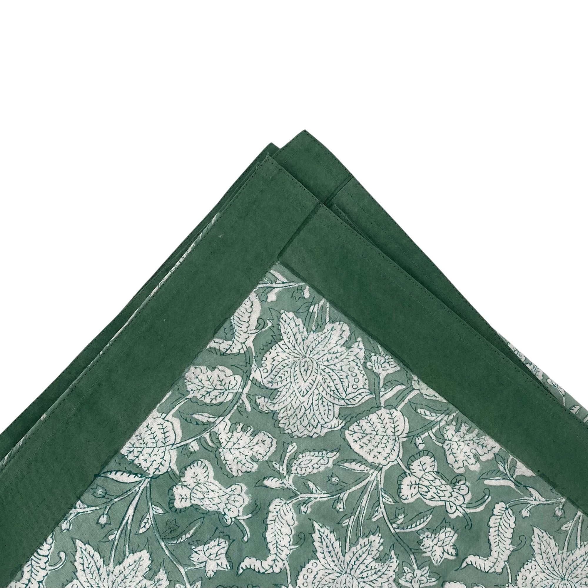 Block Print Tablecloth Floral Teal from Inside Living Singapore, tablecloths. Shown alternative angle.
